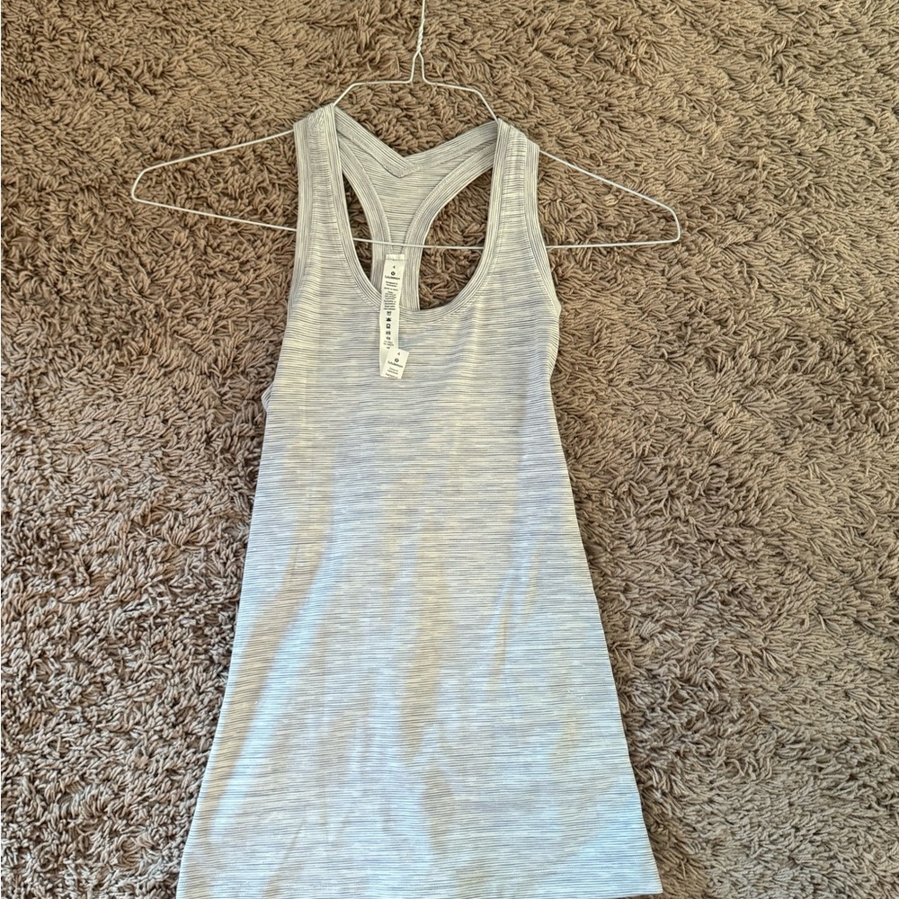 Gray and White Lululemon tank top
